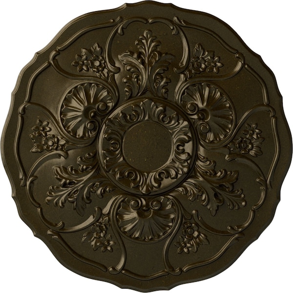 Ekena Millwork Cornelia Ceiling Medallion (Fits Canopies up to 4"), Hand-Painted Green Gold, 22 1/2"OD x 1 1/2"P CM22CNGGS - main